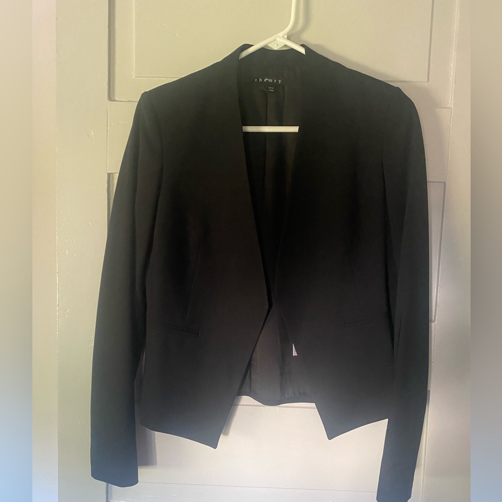 Theory Black Open Front Blazer Size 2